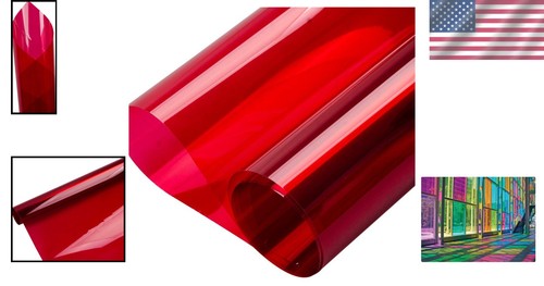 Colorido tinte autoadhesivo para ventana - rojo rosa, resistente a los rayos UV y al calor, 17,7”x78,7” - Imagen 2 de 9