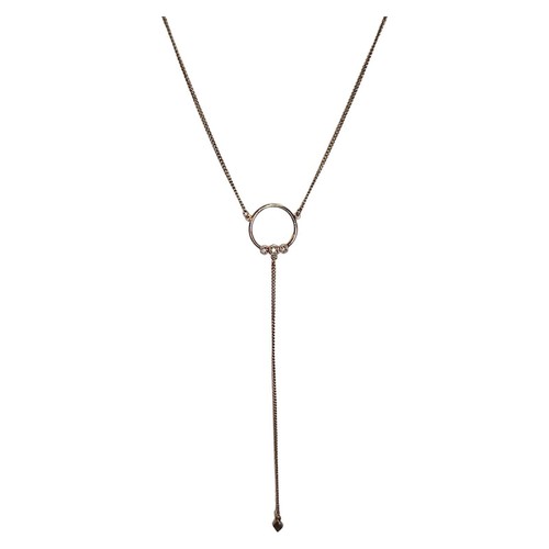 Luv AJ Full Bloom Rose Gold Tone & Crystal Lariat Y-drop Necklace 20-22"+ 6"Drop - Picture 3 of 9