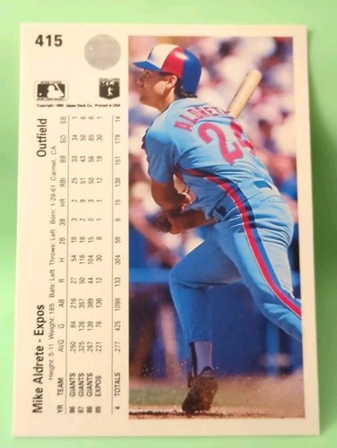 1990 Upper Deck - Mike Aldrete #415 - Montreal Expos - Picture 2 of 2