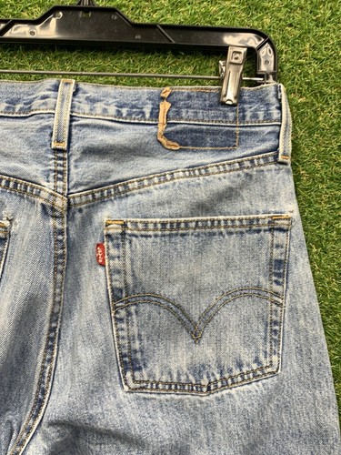 Levis 501 Jeans Herren 31x32 blau Straight Fit Button Fly Denim Freizeit Preppy Logo - Bild 9 von 15