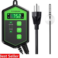 Digital Heat Mat Thermostat Controller, 40  108  F 1000W for Reptiles, Seedlin...