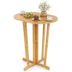 Outdoor Folding Bar Table w/ Oval Tabletop & Cross Base for Patio Natural