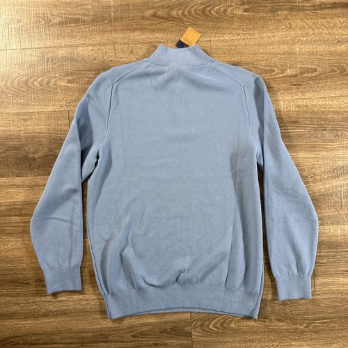 Charles Tyrwhitt Sweater Mens Large Ocean Blue Jumper 1/4 Zip 1/2 Honeycomb Mock - Picture 14 of 14