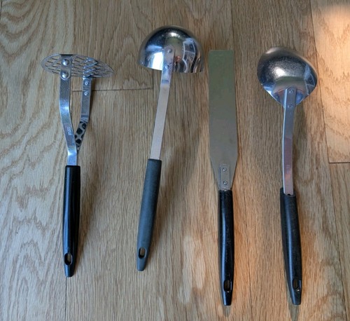 VTG Stainless USA Black DAISY LADLE Serving Spoon Masher Cake Spreader Lot Of 4 - Picture 8 of 11