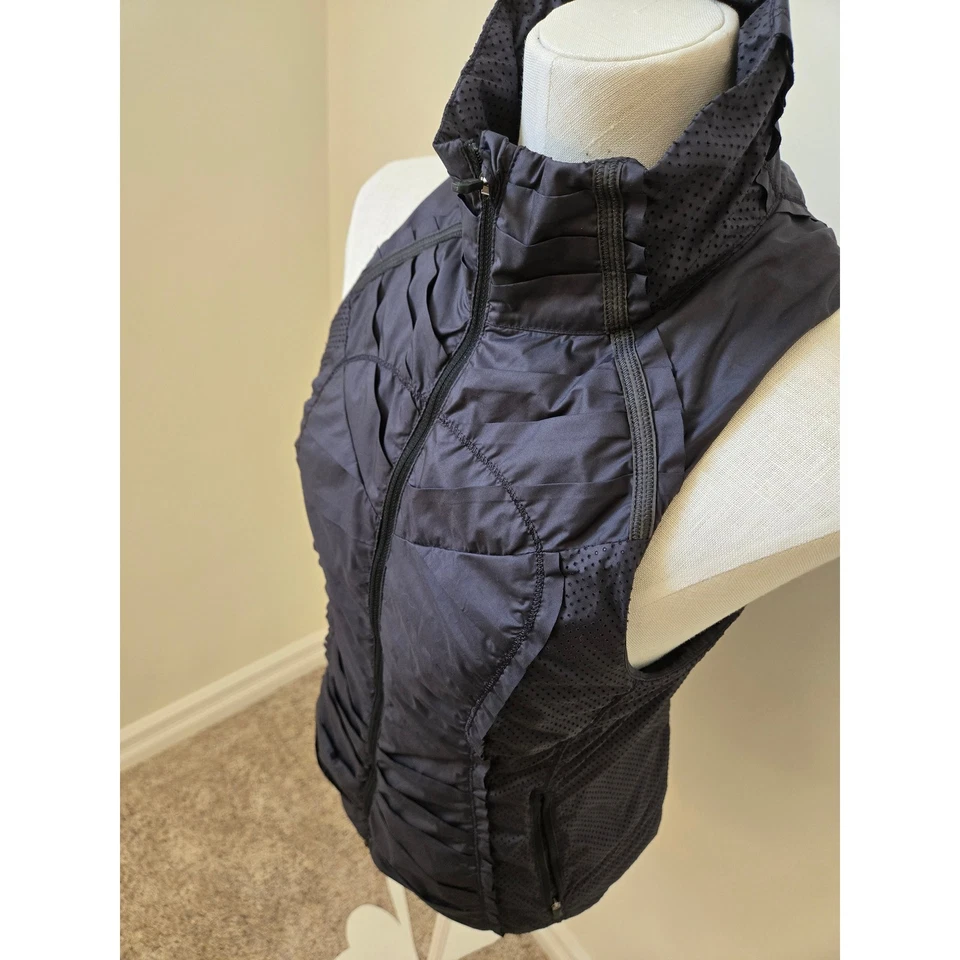 Lululemon Womens Size 6 Gray Quilted Running Vest Zip Front Athletic Jacket - Imagen 2 de 4