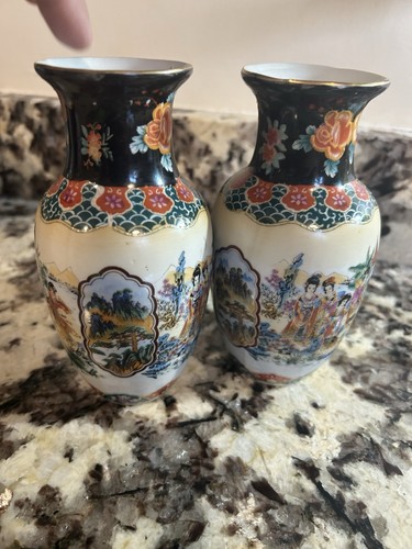 Antike Vintage japanische Satsuma 6,5" handbemalte Vase mit goldenen Blumen - Bild 3 von 11