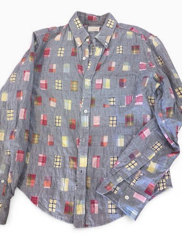 Band Of Outsiders Madras Cotton Button Patch Shirt Made In USA 4 (M-L)