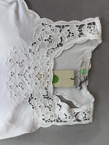 Stella McCartney shirt 100% Cotton Floral Lace Cut Out Soft Girl fairy 44 y2k - Picture 4 of 11