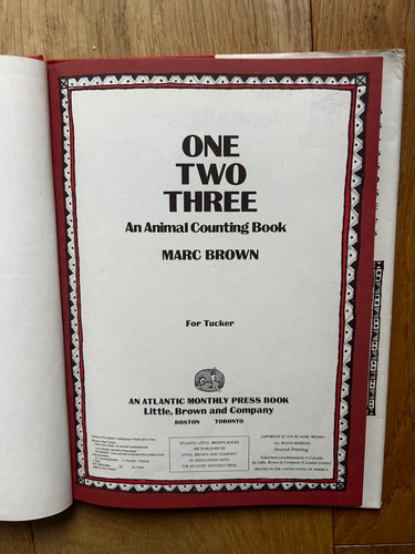 One Two Three An Animal Counting Book by Marc Brown 1976 2nd print HBDJ Scarce - Picture 2 of 14