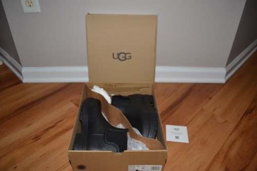 Ugg Droplet Women's Black Rubber Waterproof Wool sock lined Boots, sz 8 - Picture 5 of 17