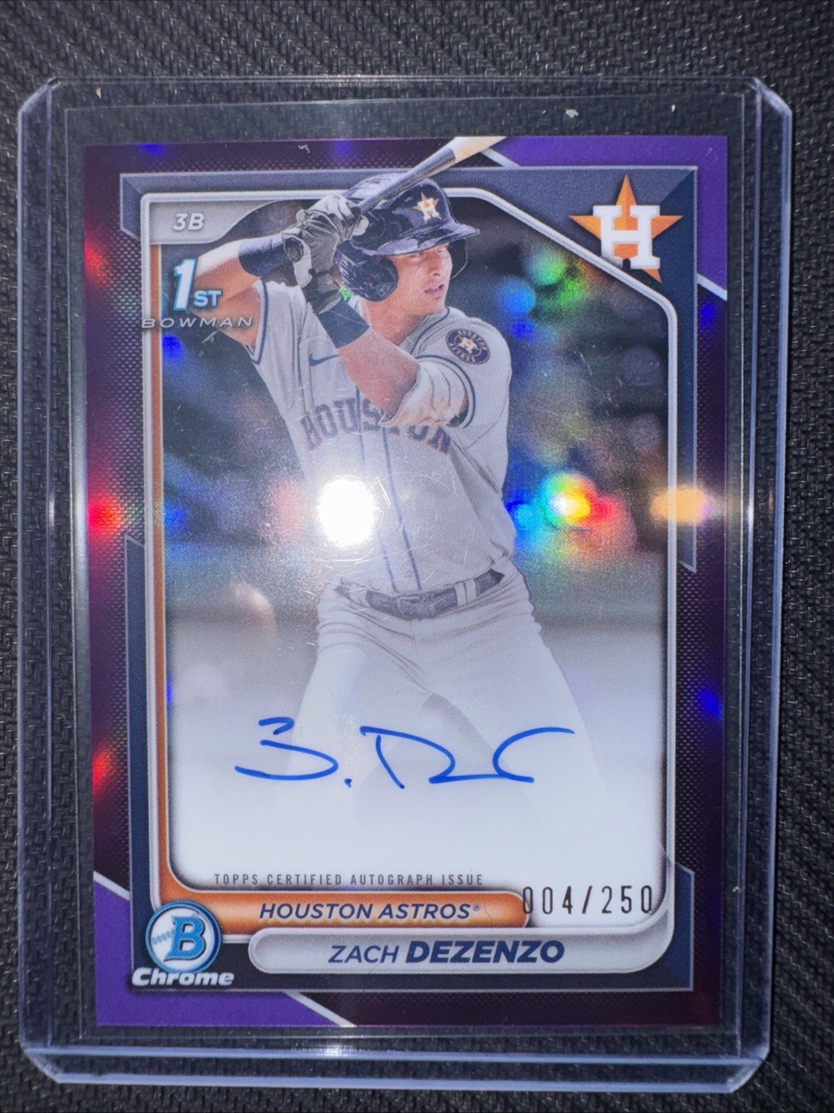 ZACH DEZENZO 2024 BOWMAN CHROME 1ST PURPLE REFRACTOR AUTO /250