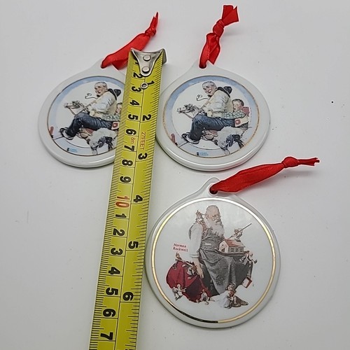 3 Norman Rockwell Ornaments 1999 Santa w Elves 1997 Gramps at the Reins JC Peney - Picture 5 of 6