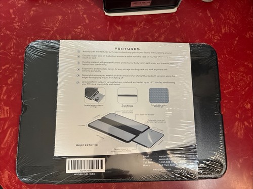 ABOVETEK PORTABLE LAPTOP LAP DESK with Retractable Left Right Mouse Pad Tray NEW - Afbeelding 2 van 4