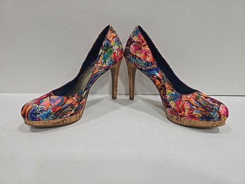 Fioni Damen Blumen Stiletto Pumps Kork Plateau Absatz 6 1/2" gebraucht neuwertig kostenloser Versand - Bild 3 von 8