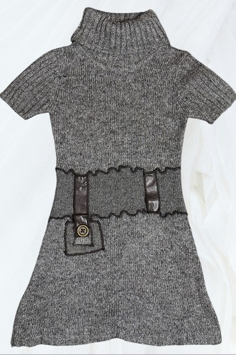 Grifflin Paris Y2K Vintage Mohair Dress Short Sleeve Leather Belt Stretchy - Picture 2 of 6