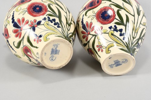N39R05- 2x Zsolnay Pecs Ungarn Jugendstil Keramik Vase handbemalt - Bild 11 von 12
