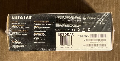 Netgear Prosafe 5 Port 10/100 Desktop Switch FS105 *Brand New* ~Factory Sealed~ - Picture 5 of 6