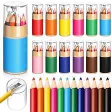 12 Sets Mini Drawing Colored Pencils Bulk Sharpener 3.5 Inch Small Travel