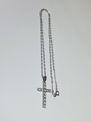 925 Sterling Silver 1.2 Carats Moissanite Bling Bling Cross Pendant Necklace - Picture 9 of 11