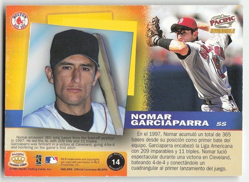 1998 Pacific Invincible #14 Nomar Garciaparra BASEBALL Boston Red Sox - Picture 2 of 2