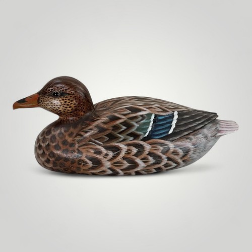 Vintage handgeschnitzte bemalte Holz Ente Stockente weibliche Figur Volkskunst 9,5 Zoll - Bild 4 von 14