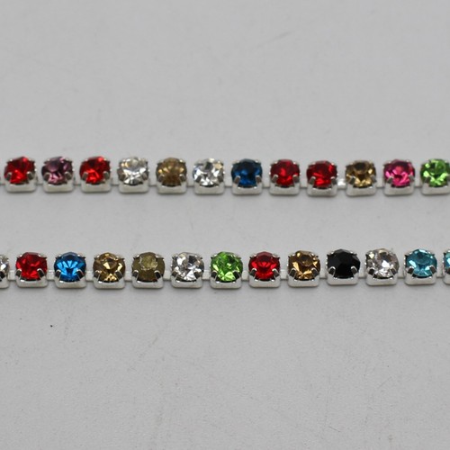 5 Yards 3mm Silver Rainbow Crystal Rhinestone Close Claw Chain Trim Bridal Weddi - Picture 5 of 9