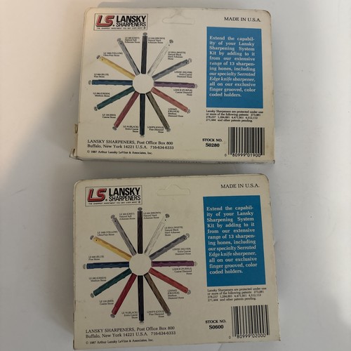 Lot 2 Lansky Sharpening Stones Files Fine 600 & Medium 280 Blue Green New - Picture 4 of 5