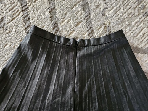 Black J.Crew Faux-Leather Pleated A-Line Mini Skirt Size 0 New With Tags - Picture 10 of 14