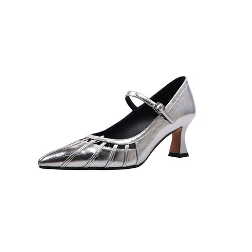 Mujer Punta Punta Cuero Real Hebilla 6cm Tacón Mary Jane Zapatos Oficina Damas talla - Imagen 23 de 25