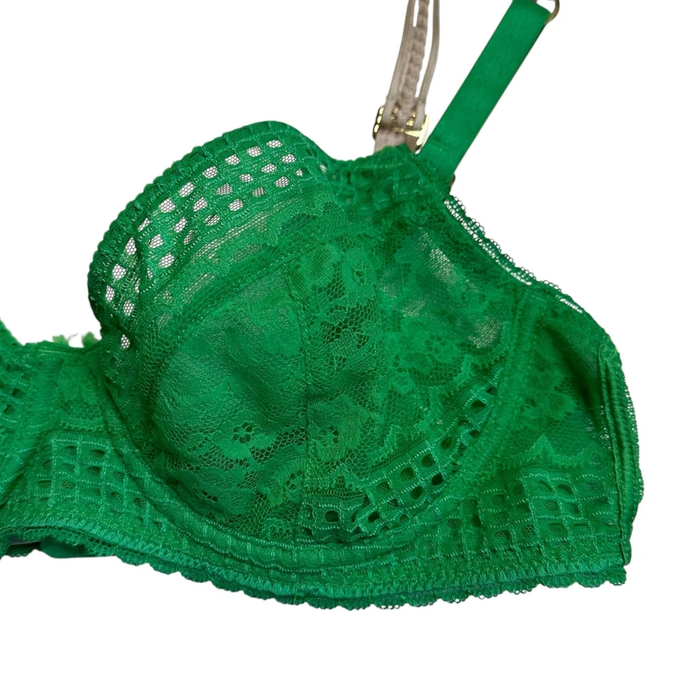 STELLA MCCARTNEY Verde Vibrante Magnólia Encolher Underwire Feminino Tamanho 34D - Imagem 3 de 4
