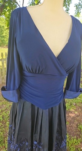 Jessica Howard Navy Blue Ruched Midi Dress Women's Size 14 Polyester & Spandex - Picture 6 of 15