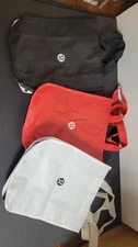 Lululemon Shopping Bag Lot of 3 Reusable Totes Black White Red Manifesto Yoga...