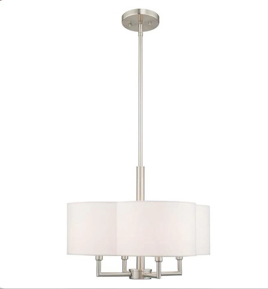 Lámpara de techo colgante Chelsea 4 luces 18 pulgadas níquel cepillado 2836D Foto 4 de 4