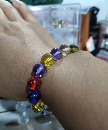 Naga Eye Crystal Gem Color Bracelet Jewelry Thai Buddha Amulet Bead Size 10 mm - Picture 4 of 5