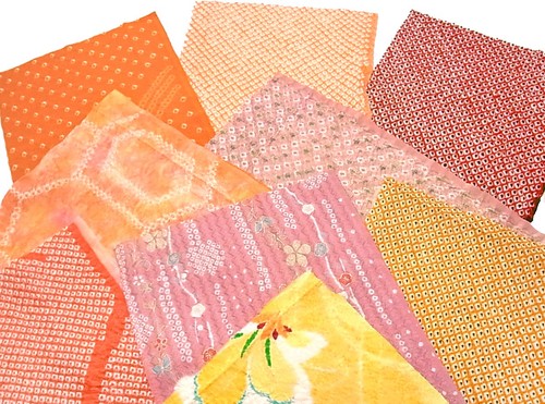 s016_Bundle, Japanese Kimono Silk Fabric Set, 9 pieces - Picture 6 of 9