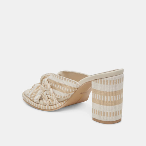 Dolce Vita Brilah Sandals Womens 7 Beige Woven Braided Slip-On Block Heel VER029 - Picture 4 of 18