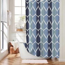 Blue Shower Curtain RV Modern Waterproof Fabric Machine Washable 47x64 Inch