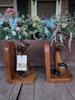 Vintage MCM Thailand Hand-Carved Wooden Siamese Cats Bookends & Original Tag (2)