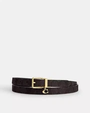 NWT Coach Roller Buckle Cut To Size Reversible Belt In Signature Canvas CCJ04
