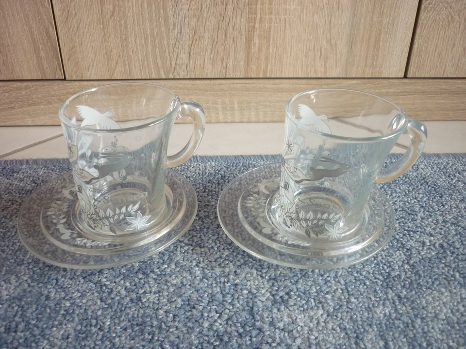 2 originale Senseo Douwe Egberts Kaffee Gläser, Tasse Boontje mit Untertasse Neu - Bild 2 von 4