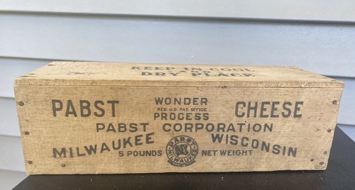 Pabst Brick Wooden Box Crate Farms Holstein Logo 5 Lbs Cheese Box Milwaukee WI