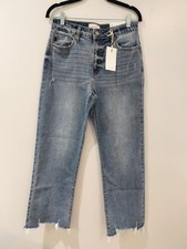 KanCan High Rise Slim Wide Leg Cropped Jeans   Women  s Size 7/27   Distressed