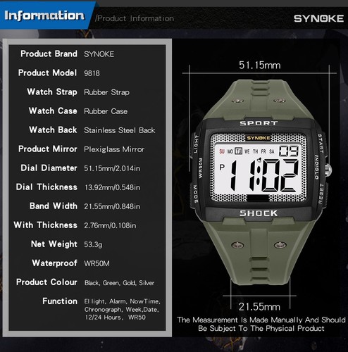 Big Numbers Full Size Digital Watch Water Resistant Electronic Wristwatch - Picture 11 of 16