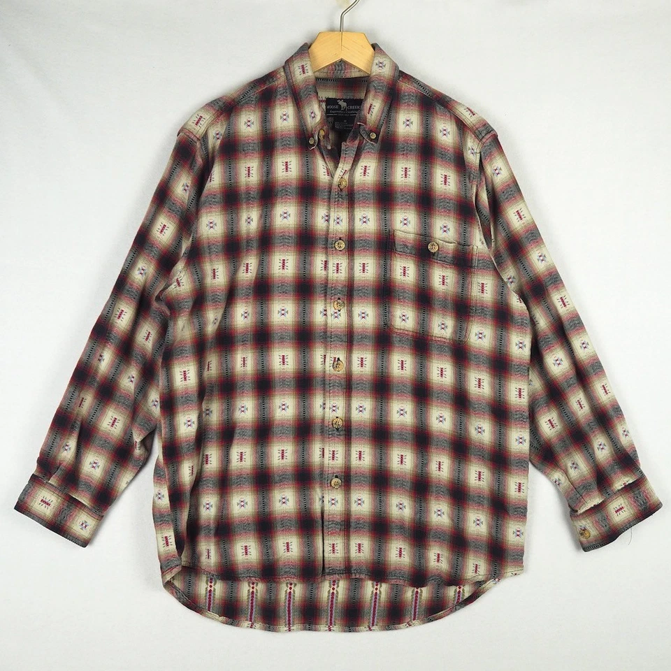 Vintage Moose Creek Heavyweight Aztec Pattern Button Down Shirt Mens M Plaid - Image 4 of 4