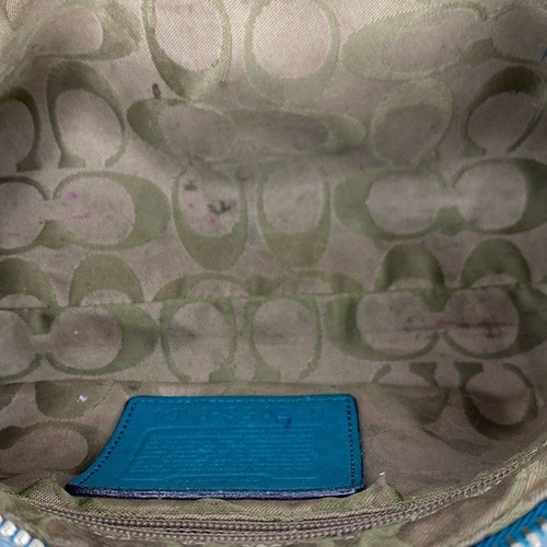 Coach demi Hampton teal mini shoulder bag y2k 90's baguette leather turquoise - Picture 11 of 12