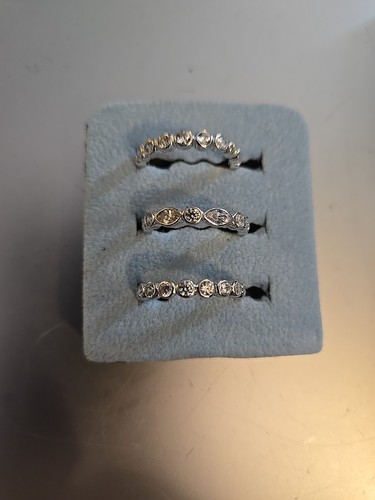 Juego de 3 piezas de plata de ley 925 circonita cúbica banda de eternidad en zig zag tamaño 6,25 - Imagen 6 de 6