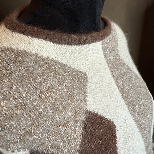 Vintage Christina Sweater Women’s Large Geometric Block Pattern Brown & Cream - Picture 5 of 7