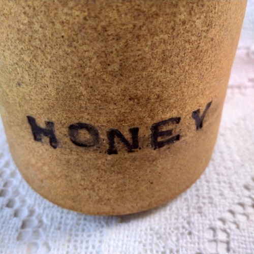 Vintage Handmade Natural Pottery Honey Pot/Jar with Teddy On Lid Impressed Mark - Picture 16 of 19