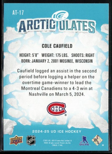 2024-25 Upper Deck Ice Articulates #AT-17 Cole Caufield - Picture 2 of 2