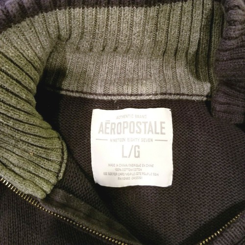 Aeropostale Sweater Mens Large Blue Pullover 1/4 Zip Cotton - Picture 6 of 6